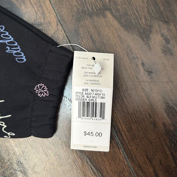 Adidas Girls Black Loose Fit Pullover All Over Sweatshirt Size Medium 10/12 NWT - Picture 2 of 5